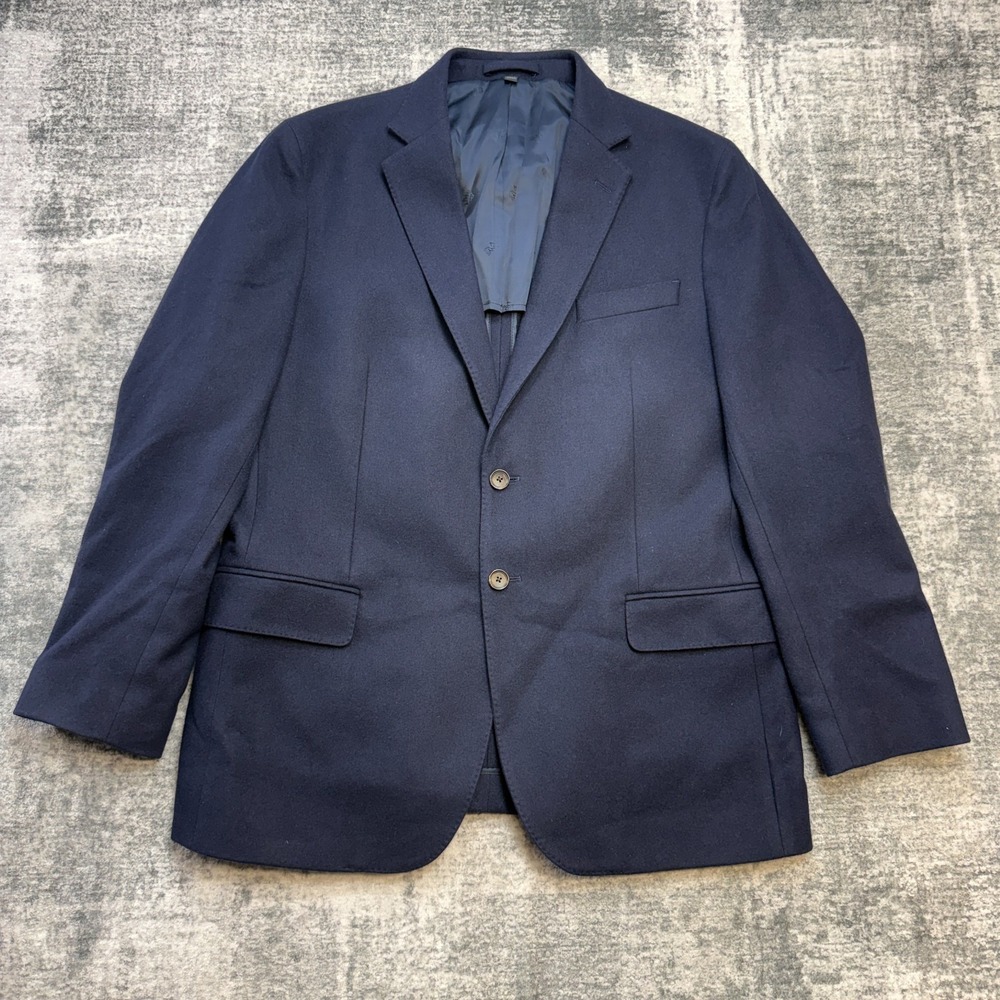 Jos A Bank Reserve Blazer Jacket Mens 42R Navy Blue Wool Cashmere Sport Coat